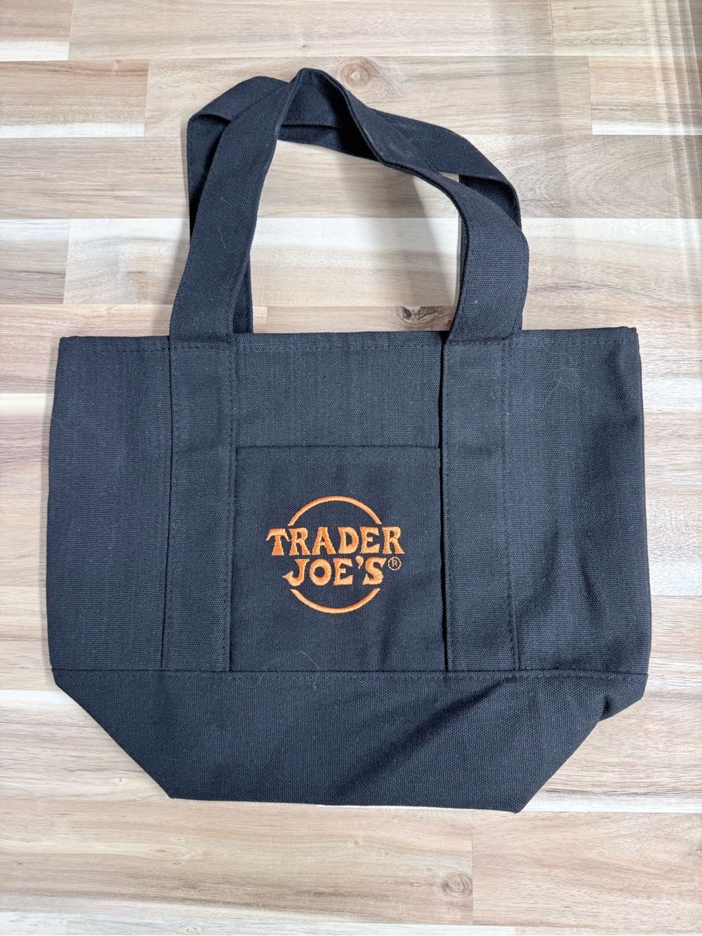 Trader Joe’s Black Canvas Tote Bag with Orange Logo
